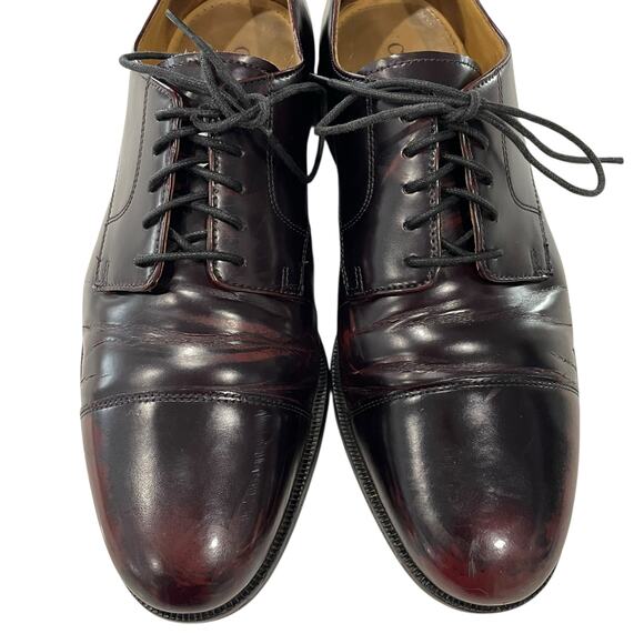 Cole Haan Leather Lace Up Dress Shoes Men 11 Brown Burgundy Cap Toe Oxford READ - Picture 7 of 15